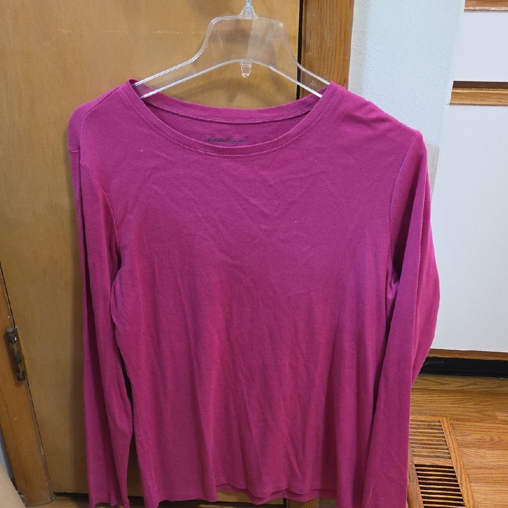 Eddie Bauer Women's XL Fuchsia Long Sleeve Tee